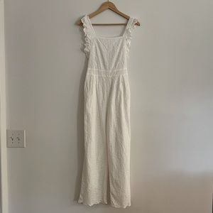 Storia white eyelet overalls